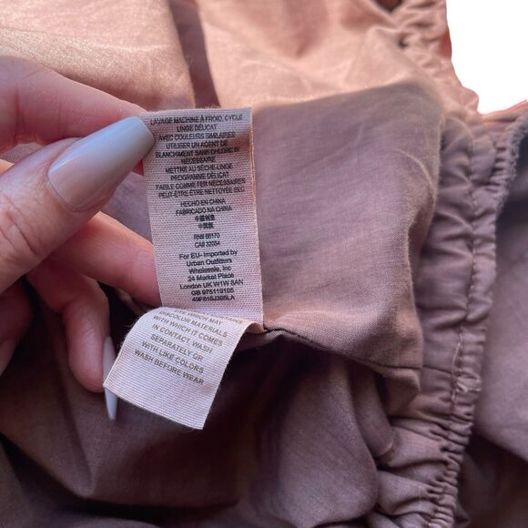 Free People XS Utility Bomber Jacket Brown Full Zip Front Cotton Linen - Picture 4 of 8